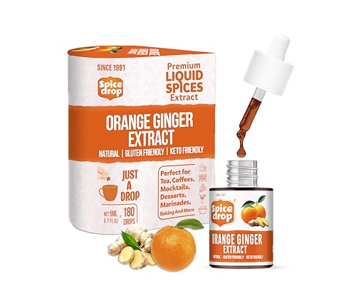 Image of Spice Drop Orange Ginger Extract - Liquid Citrus & Ginger Flavor | 180 Drops | Tea, Coffee, Cooking, Baking,Dessert | Rich In Quality & Aroma | No Added Color & Preservative | Vegan(0.17oz, Pack of 1)