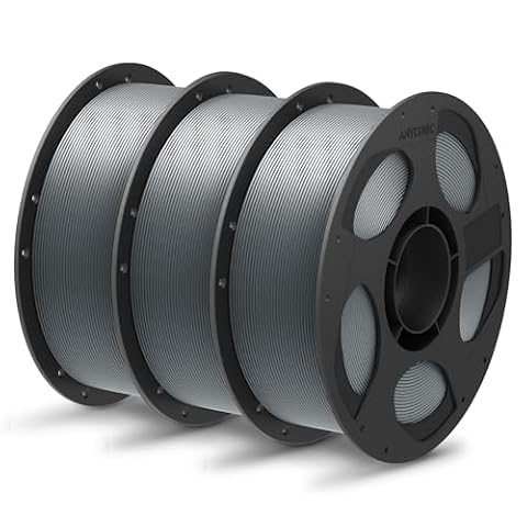 ANYCUBIC PLA+ 3D Printer Filament 1.75mm, High Toughness 3D Printing Filament, Dimensional Accuracy +/- 0.02mm, Print with Most FDM 3D Printers, 3 Pack 1KG Reusable Spool, Grey*3