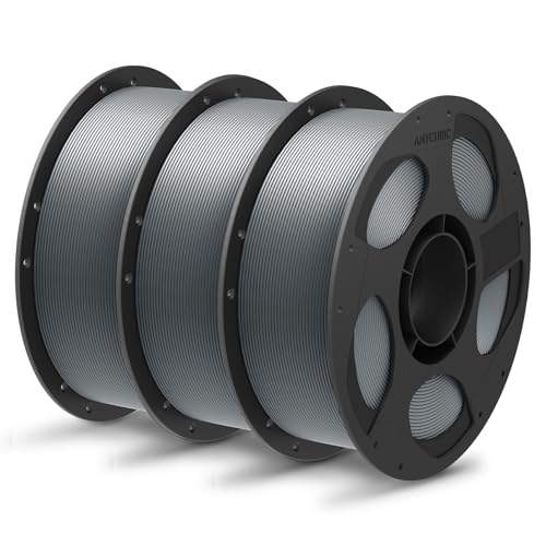 ANYCUBIC PLA+ 3D Printer Filament 1.75mm, High Toughness 3D Printing Filament, Dimensional Accuracy +/- 0.02mm, Print with Most FDM 3D Printers, 3 Pack 1KG Reusable Spool, Grey*3