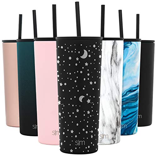 Simple Modern Classic Insulated Tumbler with Straw and Flip Lid Stainless Steel Water Bottle Iced Coffee Travel Cup, 24oz Lid & Flip, Engraved: Lunar