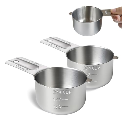 2 Pcs 3/4 Cup Measuring Cup, 180ml (6oz) Stainless...