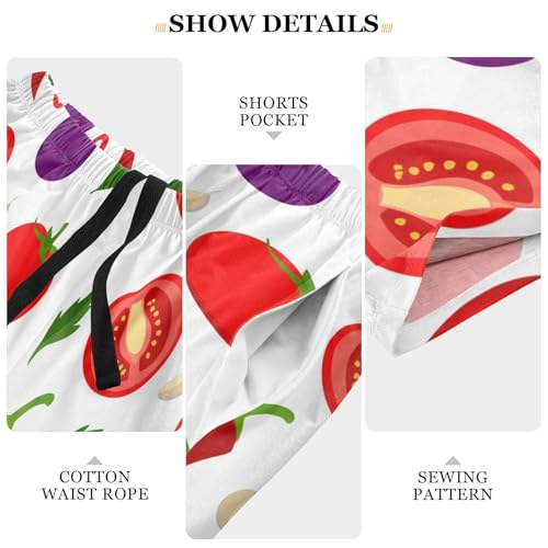 Garlic Pepper White Pajama Shorts for Men Lounge Pants Lounge Pajama Bottoms Men's Separate Bottoms with Pockets, S-XXL4