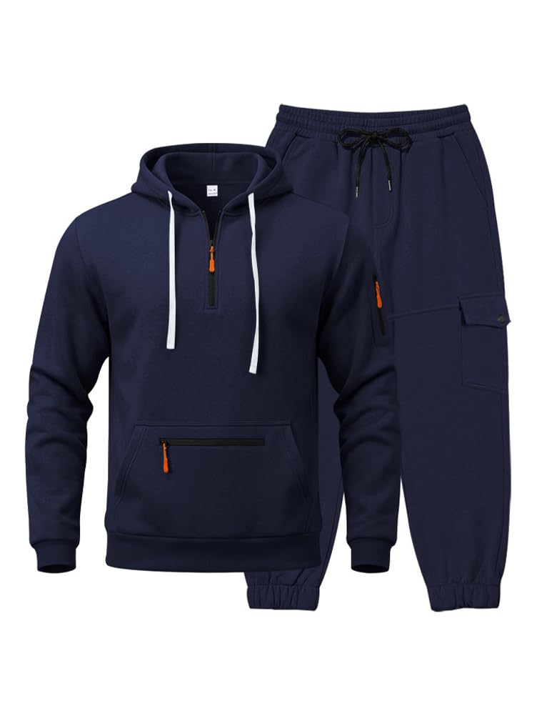 Tuta Uomo Completa Invernale Ginnastica Con Cappuccioe E Pantaloni