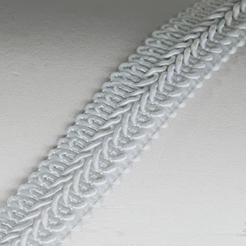 Trims By The Yard Kiki 3/4" Classic Woven Braid Gimp White | (5 Yard Cut) Trim #TOP2