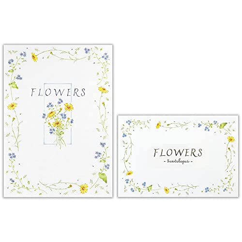 エヌビー社 EA B6 便箋・封筒セット | 便箋20枚×封筒5枚、草花イラスト、B6相当、横書き、白、ノーマル