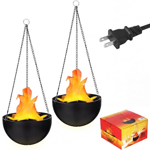 Image of 2 Pcs Halloween 3D Fake Fire Lamp 110vArtificial Hanging LED campfire Light