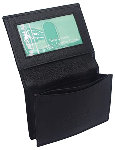 Genuine Leather Business Card Holder Name Card Case Credit Card Wallet with ID Window RFID Blocking (Black)2