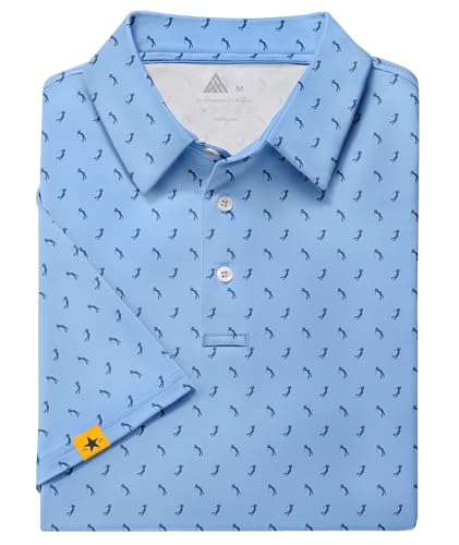 Image of ZITY Mens Golf Polo Shirts Short Sleeve UPF 50+ Performance Moisture Wicking Print Pattern Casual Collared Golf Shirt for Men