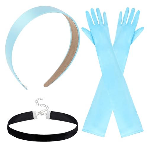 obmwang Women Princess Costume Accessories Princess Headband Long Gloves Choker Set for Halloween Cosplay Party