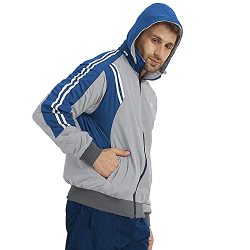 Image of CHKOKKO Men's Hooded Full Zipper Reversible Jackets for Athletics Jogging Gym and Sports