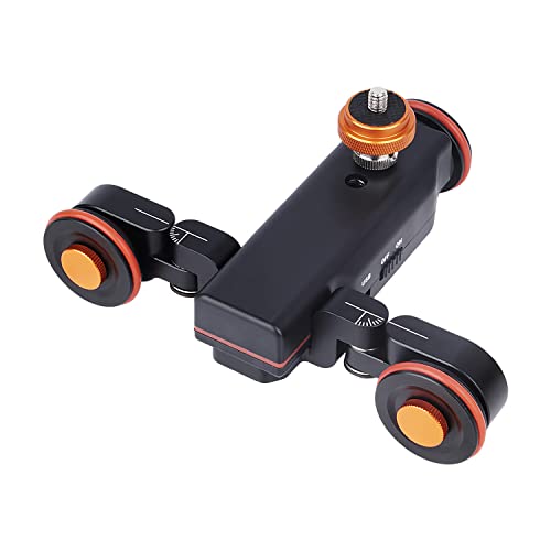 HYQNG Cámara motorizada de 3 Ruedas Video Auto Dolly Car, Control Remoto inalámbrico Auto Dolly con 3 velocidades Ajustables, Compatible con cámara DSLR, videocámara
