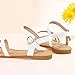 IDIFU White Sandals Women's Flat Sandals Dressy Summer Strappy Sandals Open Toe Slingback Ankle Strap Dress Sandals Wedding Prom Beach Bride Sandals Comfortable Fashion Cute Sandals(White Pu,5)