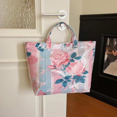 Image of PVC Tote Bag for Women Waterproof Plastic Jelly Tote Letter Print Hobo Handbag for Travel, Gift