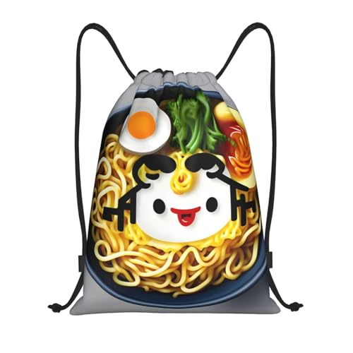 Bolsas con Cordón Ramen De Fideos con Huevo En Taza Bolsa De Cuerdas Durable Mochila Cuerdas Luz Drawstring Bag para Gimnasio Escuela Vacaciones