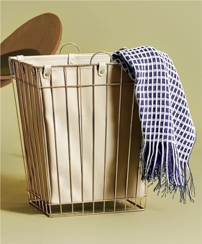 Panier à linge en cuir chic avec support métal et poignées stables - 7