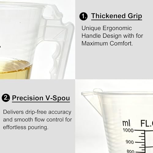 Vaso medidor de herbicida plástico 35oz con mango miniatura 3