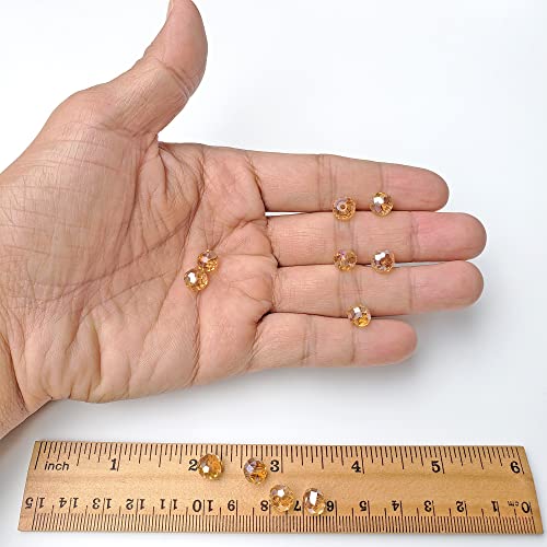 Image of 8mm Rondelle Gold Champagne Glass Beads for Jewelry Making, 300pcs Faceted Briolette Crytal Spacer Beads for Bracelet Necklace Earring