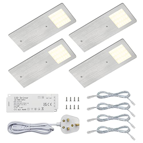 Long Life Lamp Company 20w LED Under Cabinet Kitchen Lights Slim Rectangular Warm White 3000k Kit of 4 UC02