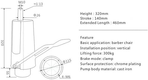 Miniatura 4 de DNYSYSJ Bomba hidráulica de repuesto para silla de barbero con base, bomba de patrón de 4 tornillos, capacidad de peso de 440 libras440.9 lbs para