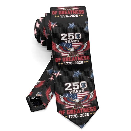 SPEPDEEC Mens Designer Necktie Set Classic Ties for Office Business Meetings Corporate 250 Years Of Greatness Liberty Bell 1776 2026 American Eagle Flag Necktie