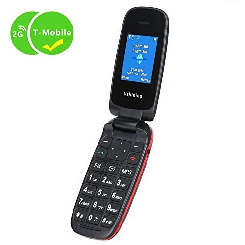 Ushining Unlocked Flip Cell Phone GSM 2G Dual SIM Dual Standby for T Mobile (Black)