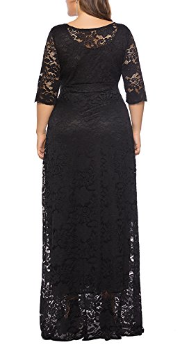 Eternatastic Women's Floral Lace 2/3 Sleeves Maxi Dress Plus Size Evening Party Dresses2
