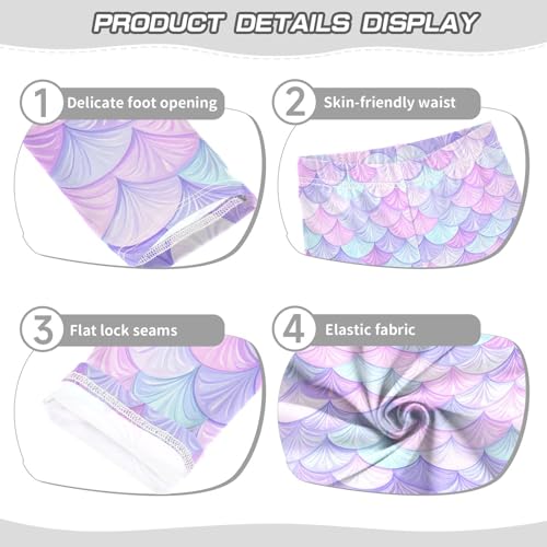 ALAZA Girls' Leggings Children's Yoga Pants Skinny Printed Dance Scale Rainbow Mermaid Comfortable 4T2