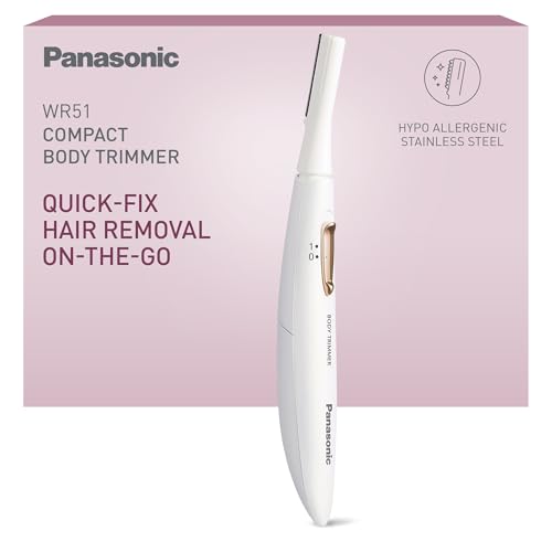 Panasonic ES-WR51 kompakter Body-Trimmer, Bikini-Trimmer, Haarentferner für Frauen, Damenrasierer, trocken, Batteriebetrieben, Epilierer, Körpertrimmer, Reinigungsbürste, Weiß