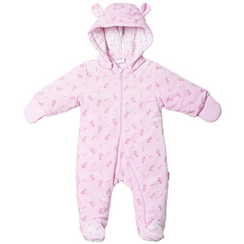 Baby Boys Girls Winter Romper Fleece Jumpsuit Snowsuit Hooded Sleepsuit, 0-3 Months