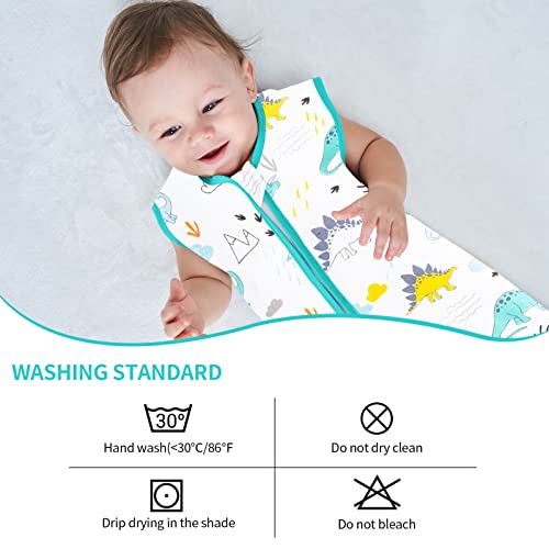 Iulonee Baby Sleep Sack, Infant Wearable Blanket Breathable Lightweight Soft Sleeveless With Zipper Swaddle Transition Sleeping Bag Fits Babies Age 0-24 Months Toddler (Blue Dinosaur, S) #TOP4