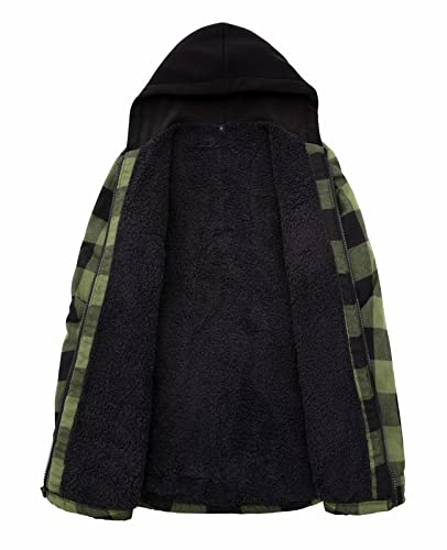 ThCreasa Mens Hooded Flannel Jacket Sherpa Fleece Lined Zip Up Fuzzy Hoodie Shirt Jackets2