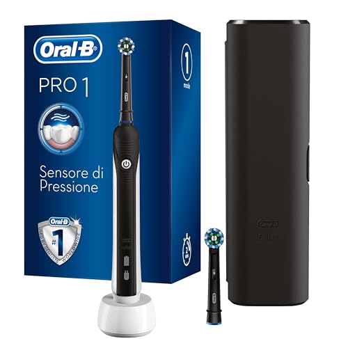 Oral-B Pro 1 - 760 Spazzolino Elettrico Ricaricabile, 2 Testine, 1 Custodia da Viaggio in Regalo,...