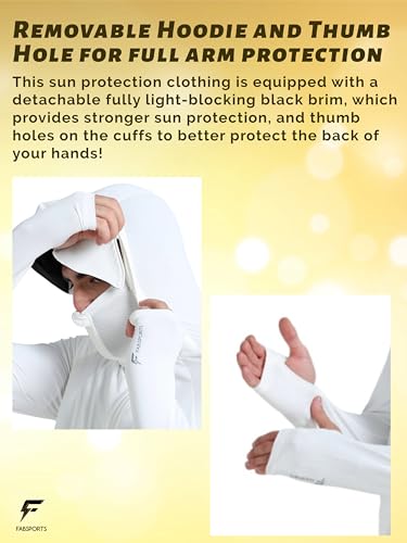 Image of FABSPORTS Men's UPF 50+ Sun Protection Jacket - Lightweight, Full Zip Summer Hoodie with Detachable Hood, Quick-Dry Fabric & Pockets, Ideal for Outdoor Use