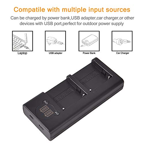 Cargador USB dual y batería NP-FM50 compatible con Sony NP-QM51 4