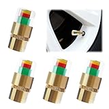 4 PCS Car Tire Pressure Monitor Valve Stem Caps, 3-Color Indicator Eye Alert with 2.4Bar 36PSI Warning Display, Easy-to-Read Tire Pressure Sensor Caps Compatible with Most Vehicles
