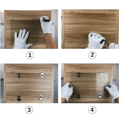 Image of 8 Pcs Frameless Glass Wall Mount Kit, Spring Loaded Mirror Clips, Black