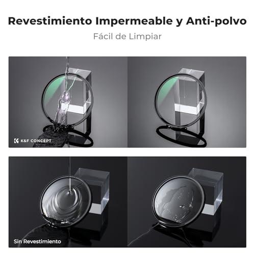 K&F CONCEPT Nano-Xcel Filtros Kit, 62mm Filtro de Protección UV + Polarizador CPL con Tapa para Objetivo 3PCS Paños Limpieza - imagen 6