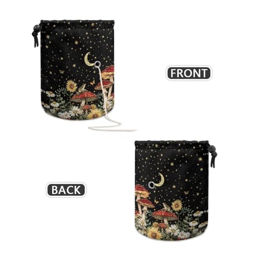 Image of Sellikakes Moon Mushroom Small Crochet Bag Organizer Yarn Storage Knitting Bags, Portable Mini Yarn Holder for Crocheting Project Knitting Accessories