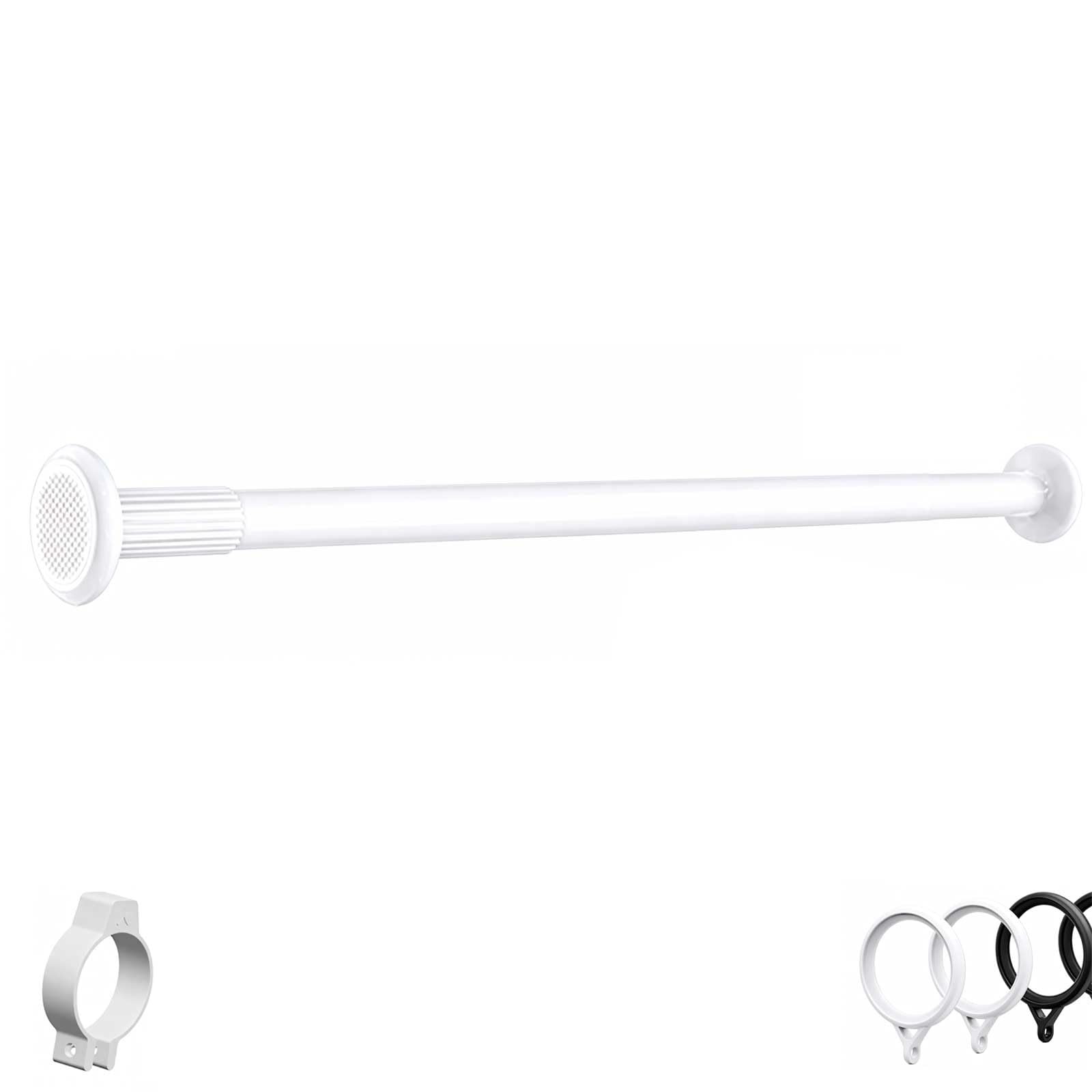 Adjustable Heavy Duty Tension Curtain Rod, 25.5-165 in, Spring Loaded Curtain Rod No Drilling for Home, Closet, Room Divider(White,360-420cm/142-165in)