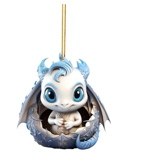 Image of 1pc Acrylic Dragon Egg Pendant Christmas Tree Ornament Cartoon Car Rearview Mirror Pendant Backpack Decoration