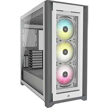 Gabinete Corsair Gamer 5000X RGB - Mid Tower, Lateral em Vidro temperado, Branco - CC-9011213-WW