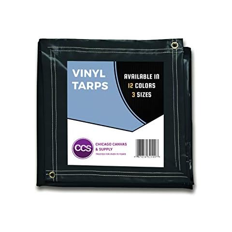 Heavy Duty Waterproof Vinyl Tarp by CCS CHICAGO CANVAS & SUPPLY – Extra Durable Multipurpose Truck Tarp Cover with Rustproof Grommets for Industrial & Commercial Use, Black, 5 by 7 Feet Cover