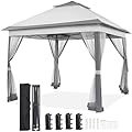 Yaheetech 11x11 Pop Up Gazebo Outdoor Canopy Shelter, Instant Patio Gazebo Sun Shade Canopy Tent with 4 Sandbags, 2 Tiers Roof & Mesh Netting for Lawn, Garden, Backyard & Deck, Gray