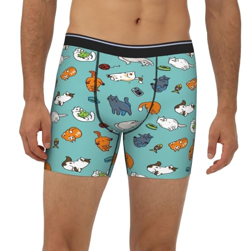 Cat underwear Boys' Cartoon Boxer Brief Cats Panties Comfort Flex Waistband Kitten Printed Boxer Briefs for Men