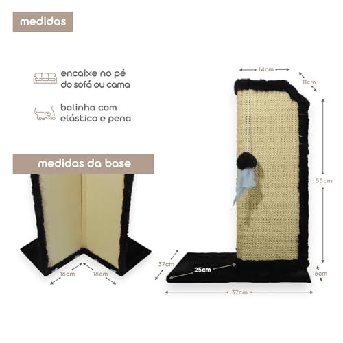 Kit com 2 Arranhador Protetor para Canto de Sofá e Cama Base Externa Preto