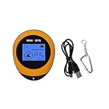 Mini GPS Navigation,Portable Outdoor Location Finder Tracker Handheld with Kay Chain USB Rechargeable for Outdoor Hiking Traveling Hunting Wild Exploration(Orange)
