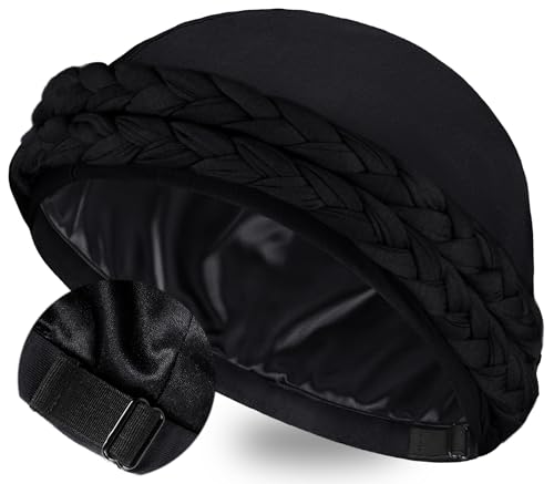 Image of Ababalaya Adjustable Satin Lined Turban for Women Mens Halo Turban Silky Lined Head Wraps for Waves Braids Locs Sleep Cap