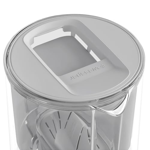 Wessper Glass Water Filter Jug, 2.5 L, Compatible with Brita Water Filter Cartridges, Includes 1 Water Filter Cartridge, Reduces Limescale and Chlorine, Grey