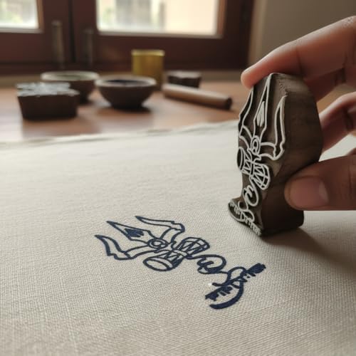 Image of RENIQ Wooden Printing Block for Fabric & DIY Craft | Handcrafted Indian Design Stamp for Textile, Pottery, Mehndi & Home Decor (Multicolor5)