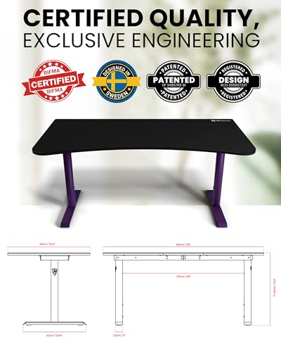 Image of Arozzi Arena Ultrawide Curved Gaming and Office Desk with Full Surface Water Resistant Desk Mat with 3 Custom Monitor Mount Cut Outs and Under The Desk Cable Management Netting - Deep Purple